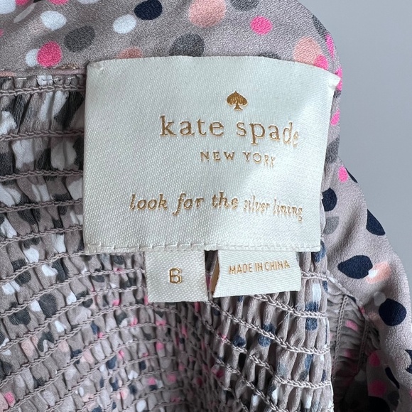 Kate Spade Taupe Soirée Multi Color Dot Shirt Dress 6 - Picture 5 of 6